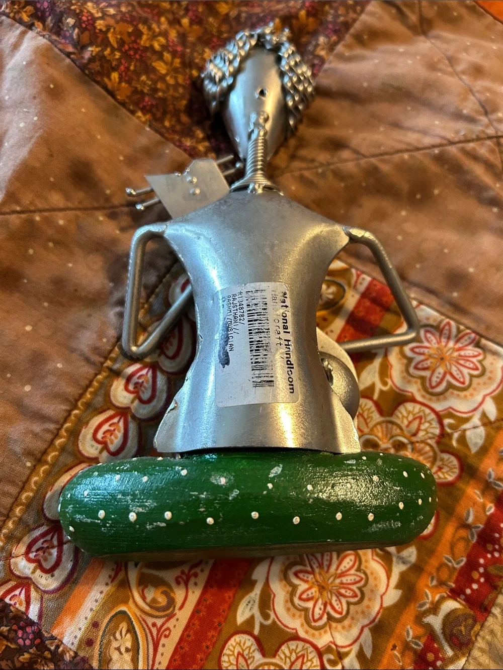 Metal Musician Figurine Decorative Ornament - Green Accents
